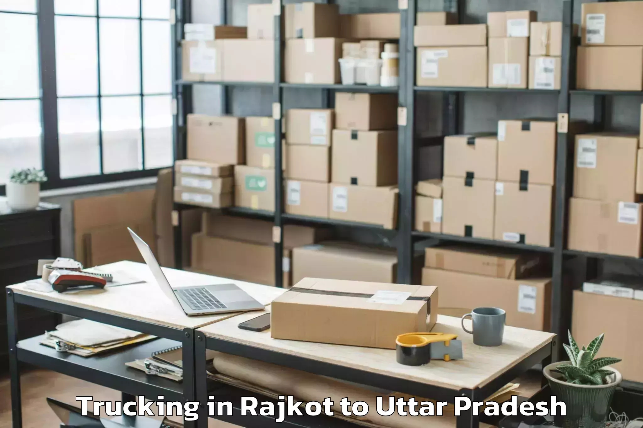 Hassle-Free Rajkot to Uttar Pradesh University Of Me Trucking